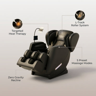 Massage Chair Built for Daily Relaxation, L Track System, Zero Gravity, 5 Massage Modes, Heat Therapy