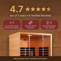 1 Person Extendable FAR Infrared Sauna for Home, Hemlock Wood Low EMF 6 Carbon Heaters Indoor Saunas with LED Lights, Bluetooth Speaker, Digital Control Panel, and Seating Bench — Results & Stats