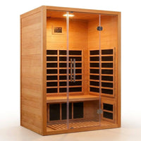 1 Person Extendable FAR Infrared Sauna for Home, Hemlock Wood Low EMF 6 Carbon Heaters Indoor Saunas with LED Lights, Bluetooth Speaker, Digital Control Panel, and Seating Bench — Studio Shot