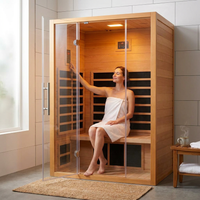 1 Person Extendable FAR Infrared Sauna for Home, Hemlock Wood Low EMF 6 Carbon Heaters Indoor Saunas with LED Lights, Bluetooth Speaker, Digital Control Panel, and Seating Bench — Lifestyle