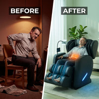 Full Body Massage Chair Built for Daily Relaxation, L Track System, Zero Gravity, 5 Massage Modes, Heat Therapy — Before & After