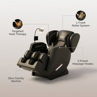 Full Body Massage Chair Built for Daily Relaxation, L Track System, Zero Gravity, 5 Massage Modes, Heat Therapy — infographic